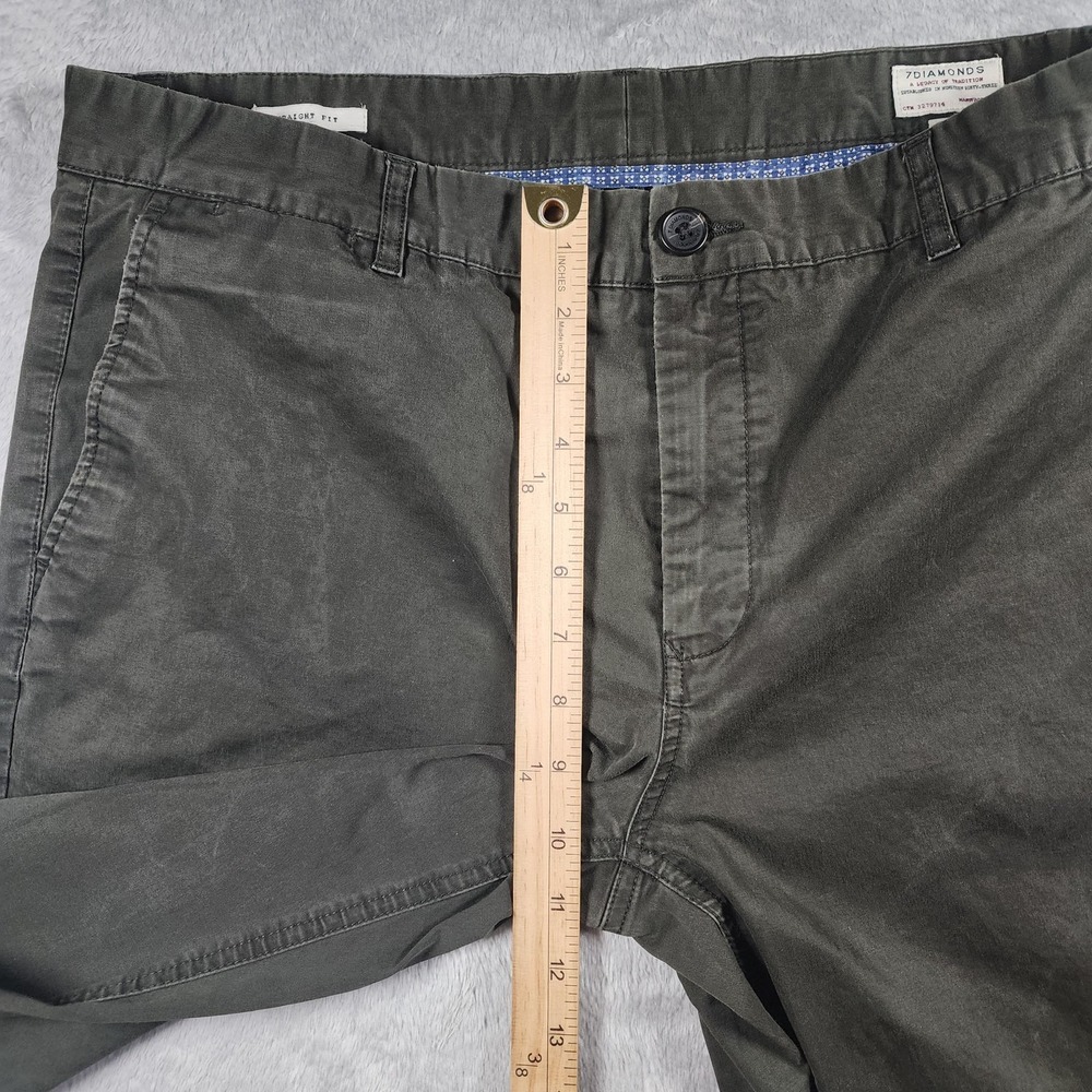 7 Diamonds Infinity Pants Mens 36x32 Green Canvas Straight Leg Chino Golf Casual - Picture 4 of 10